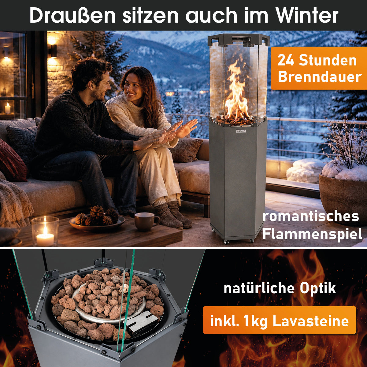 BRAST Gasheizstrahler FLAME anthrazit