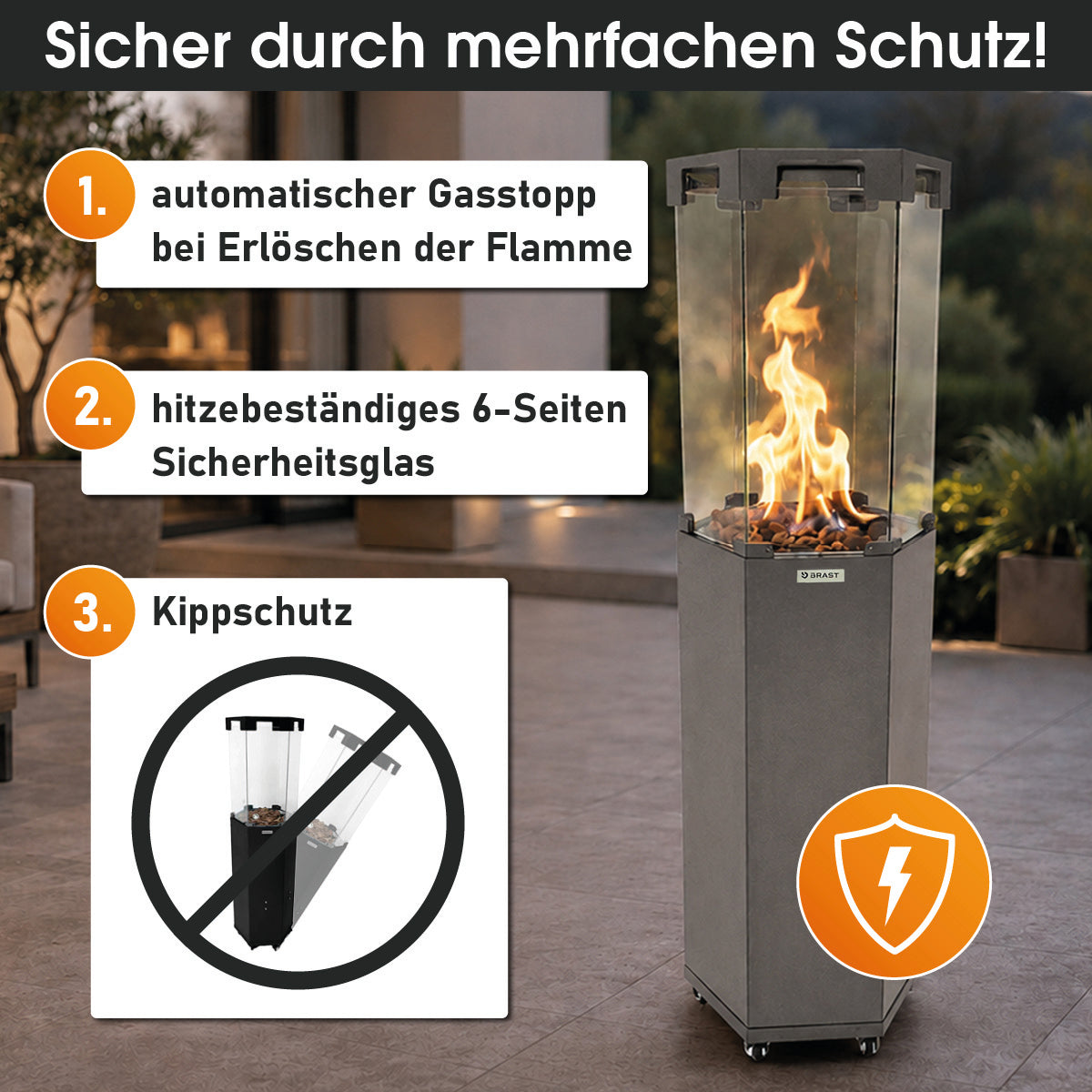 BRAST Gasheizstrahler FLAME anthrazit
