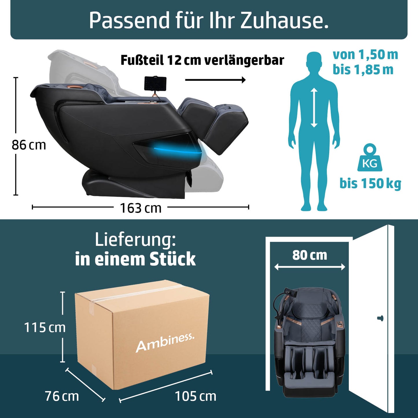 Ambiness Massagesessel NALA schwarz