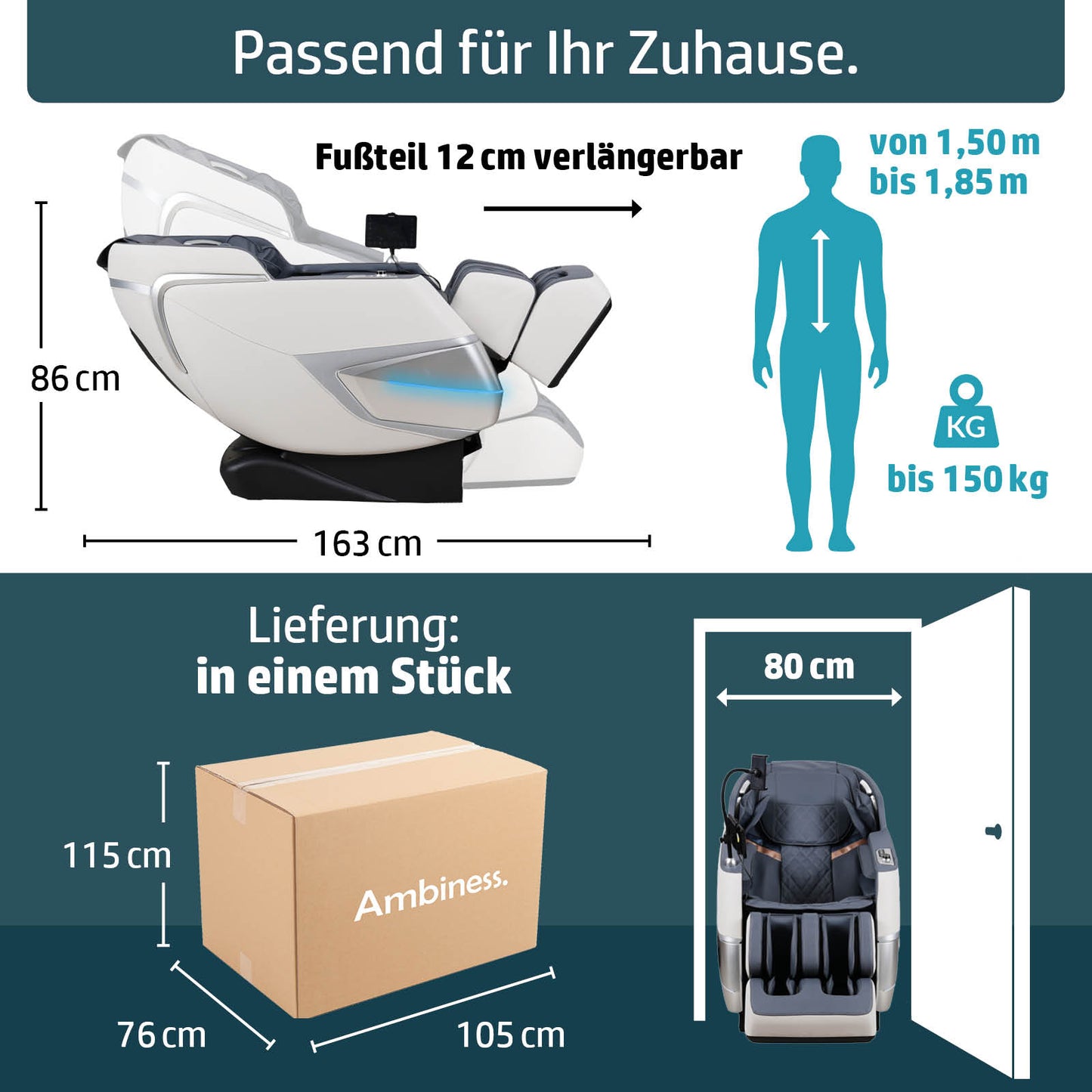 Ambiness Massagesessel NALA weiß