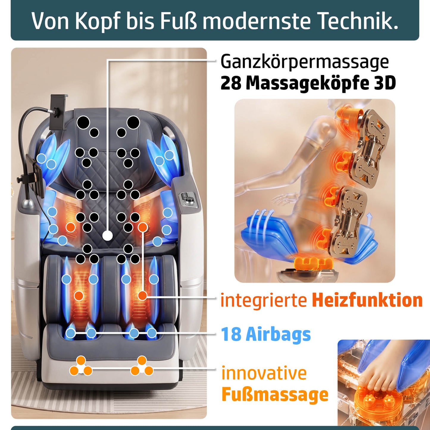 Ambiness Massagesessel NALA weiß