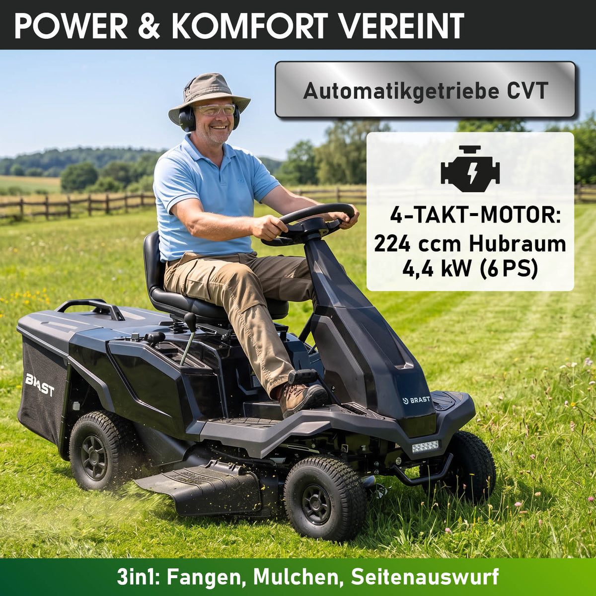 Benzin Aufsitzmäher 66224 ESTART Automatik