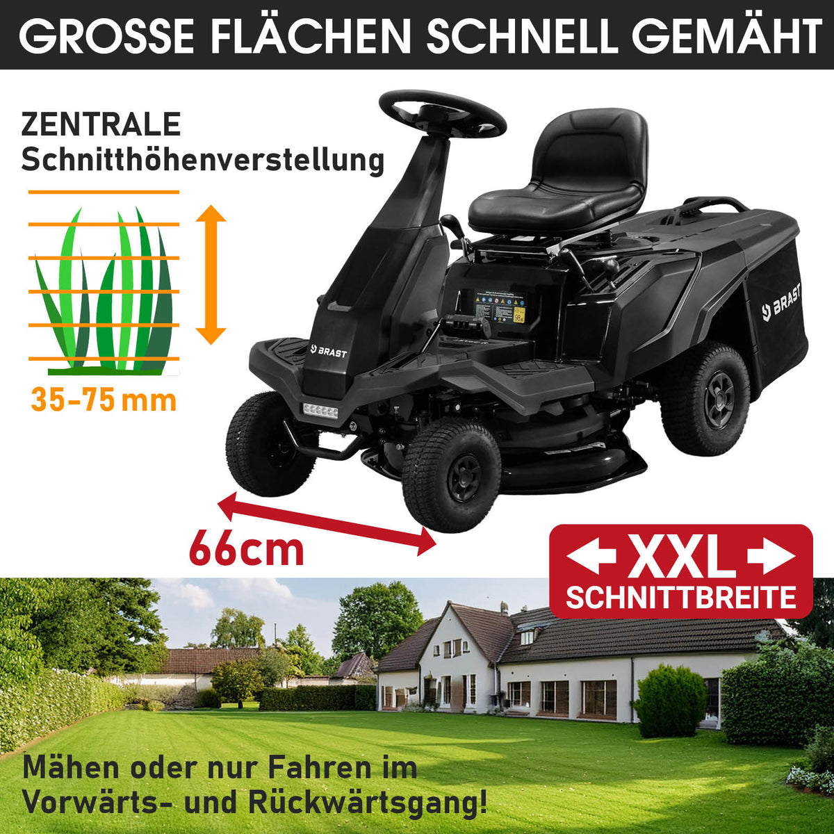 Benzin Aufsitzmäher 66224 ESTART Automatik