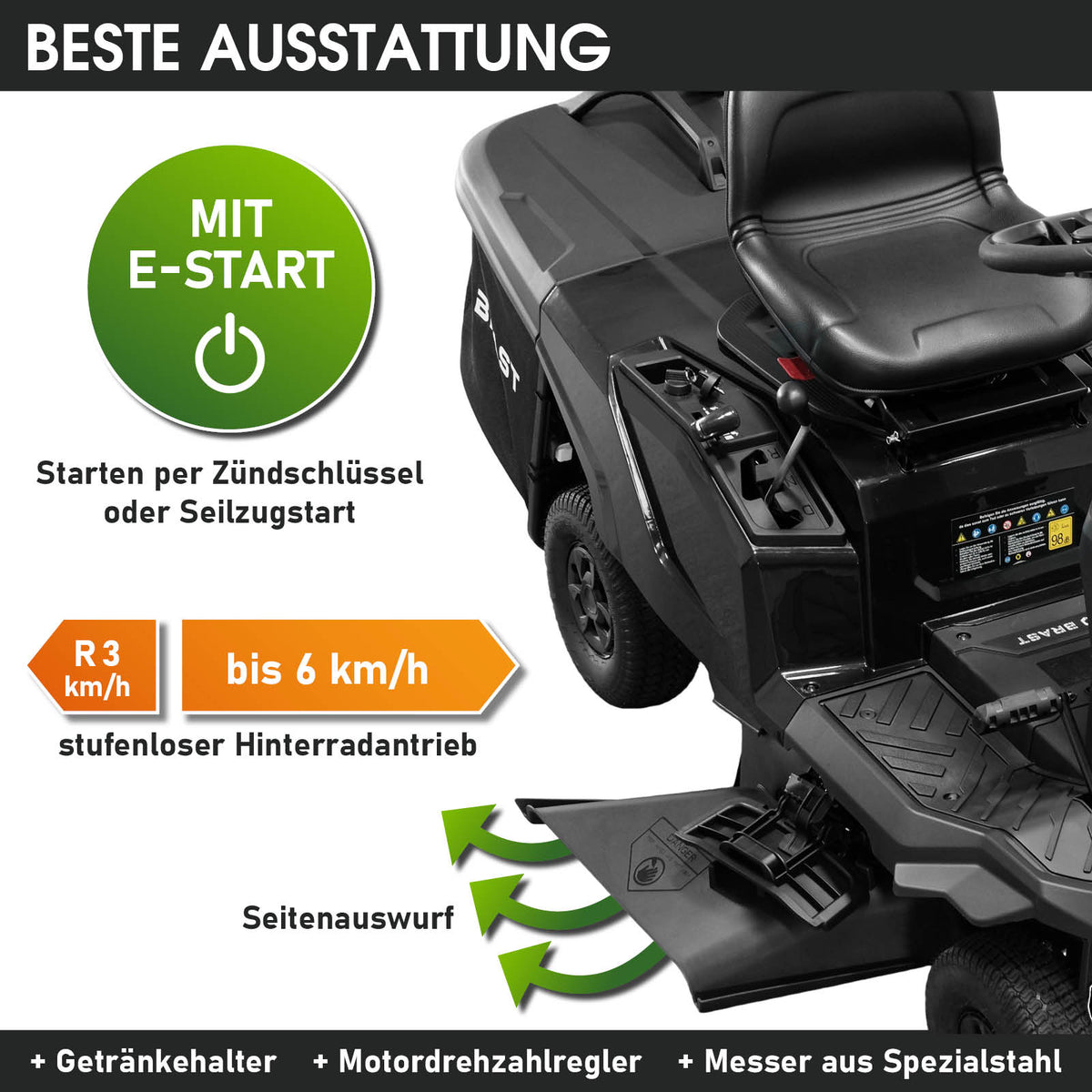 Benzin Aufsitzmäher 66224 ESTART Automatik