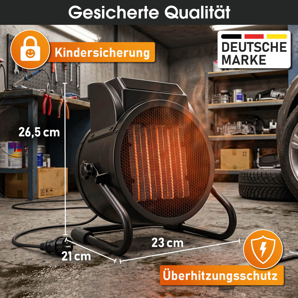 BRAST Keramik Heizlüfter 3000W mit Temperaturfühler