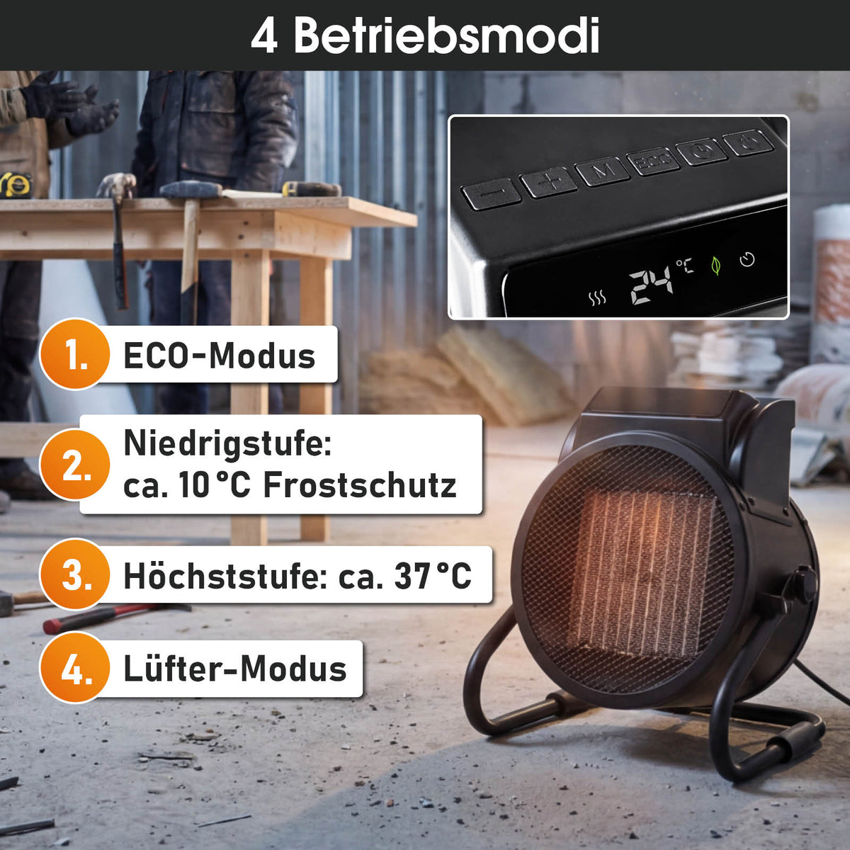 BRAST Keramik Heizlüfter 3000W mit Temperaturfühler