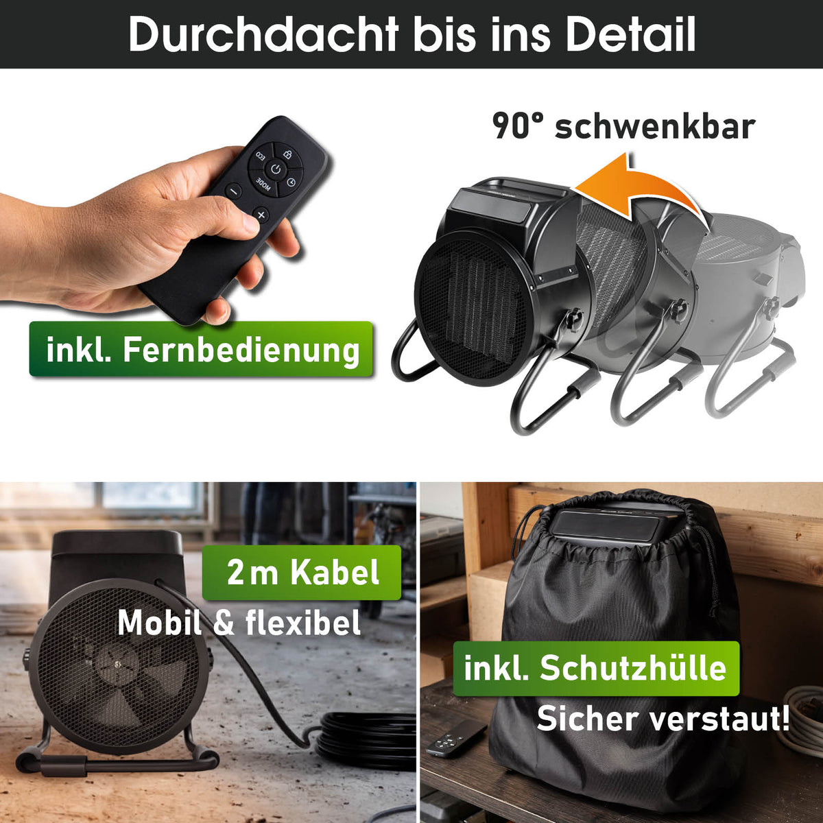 BRAST Keramik Heizlüfter 3000W mit Temperaturfühler