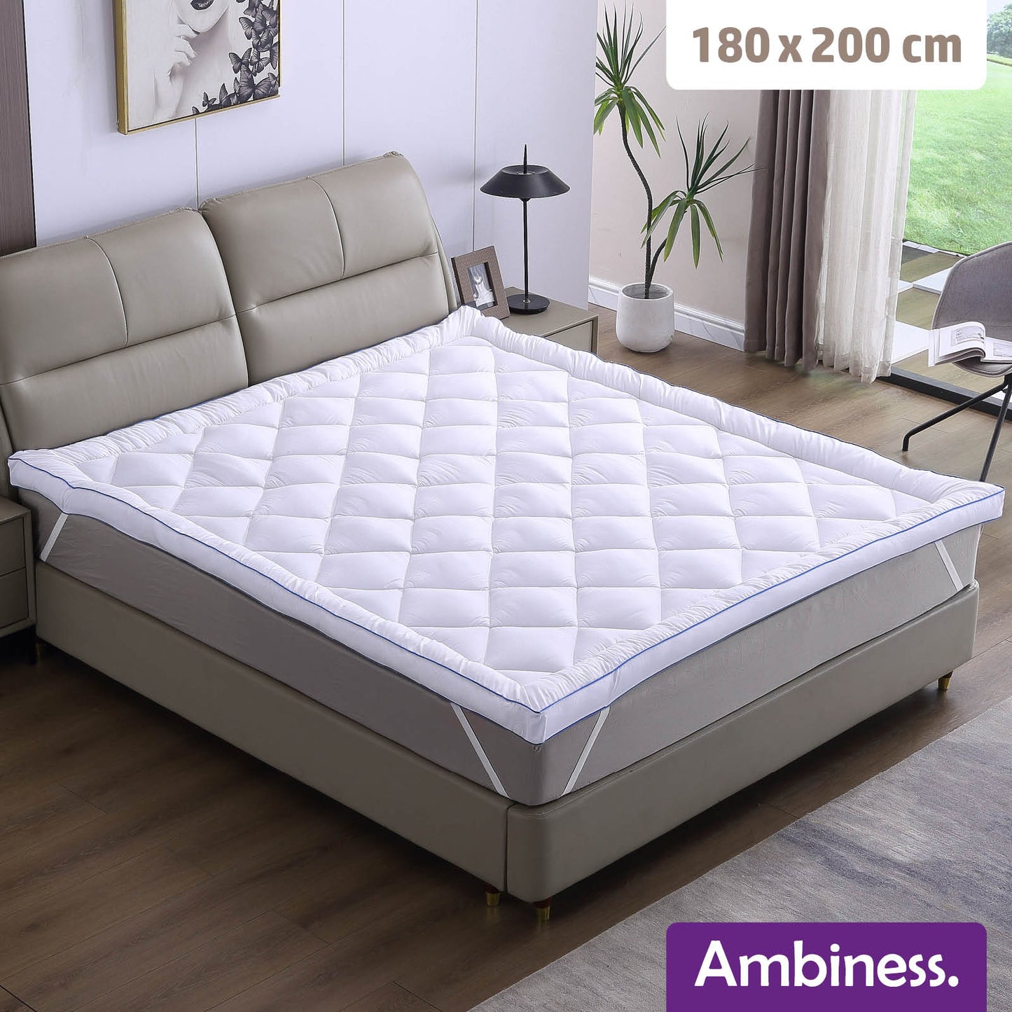 Weißer Matratzentopper Jaquard 7cm als Bett Topper 180x200 cm mit gesteppter Oberfläche.