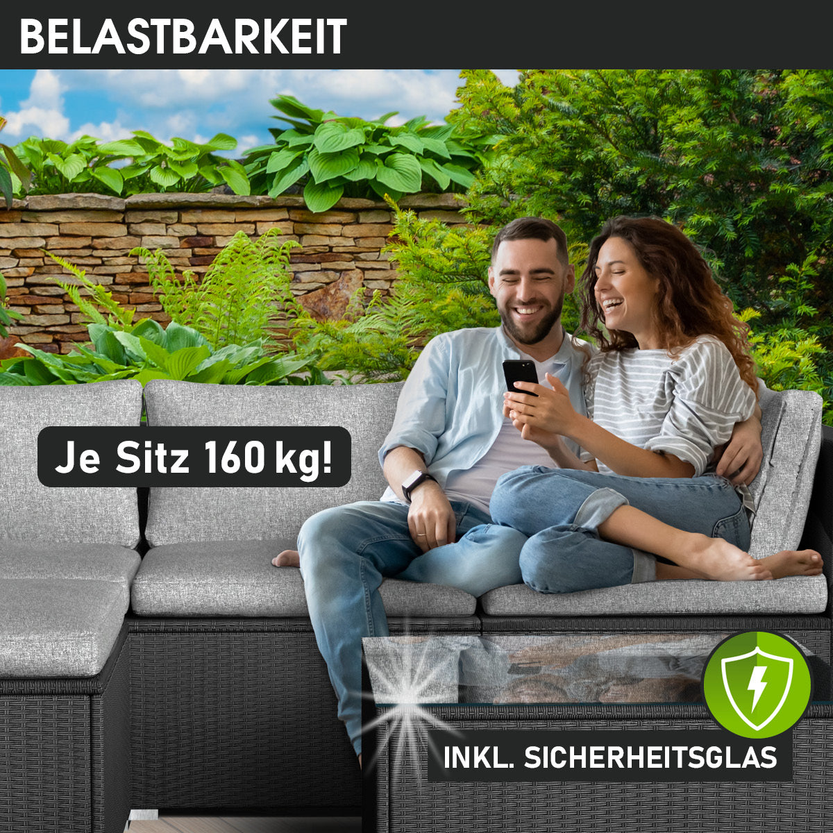 Polyrattan Garten Lounge Set OASE schwarz