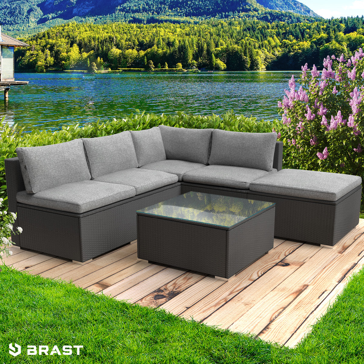 Polyrattan Garten Lounge Set OASE schwarz