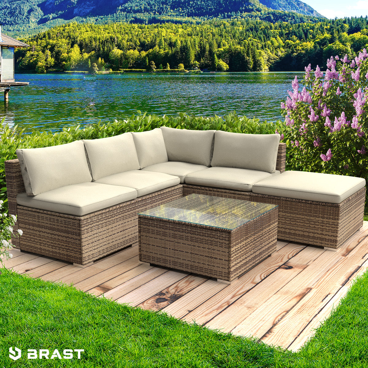 Polyrattan Garten Lounge Set OASE braun