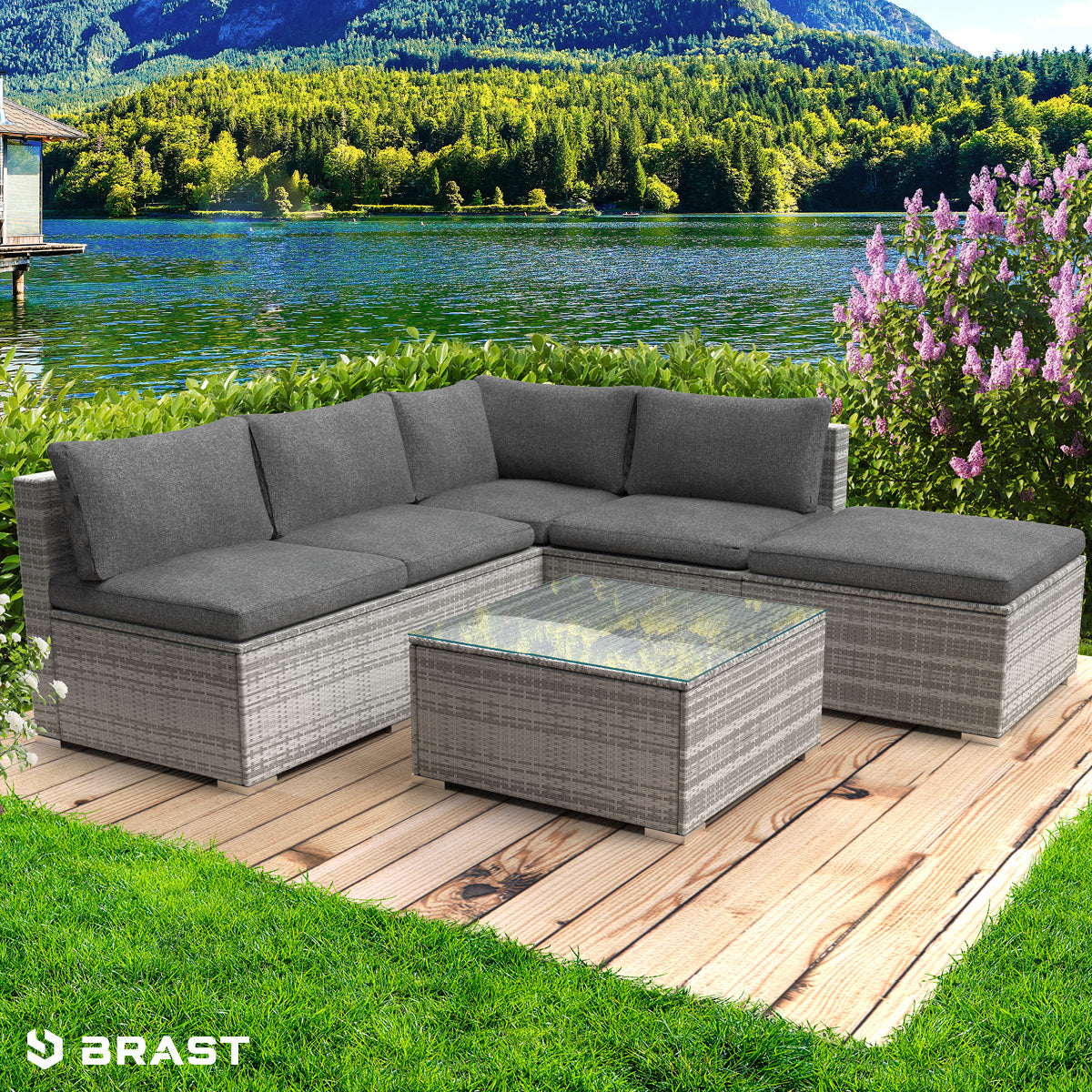 Polyrattan Garten Lounge Set OASE grau