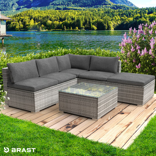 Polyrattan Garten Lounge Set OASE grau