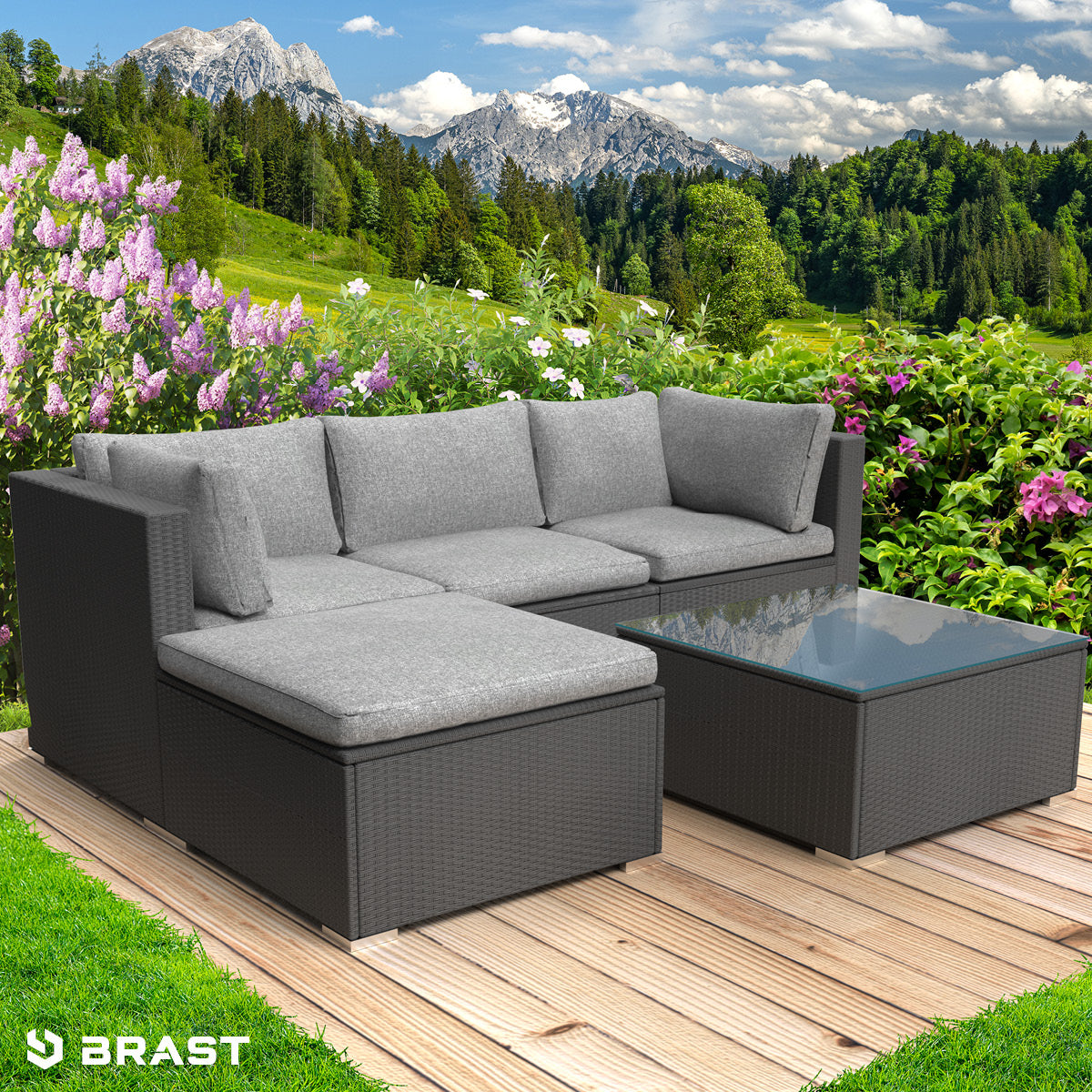 Polyrattan Garten Lounge Set ROYAL schwarz