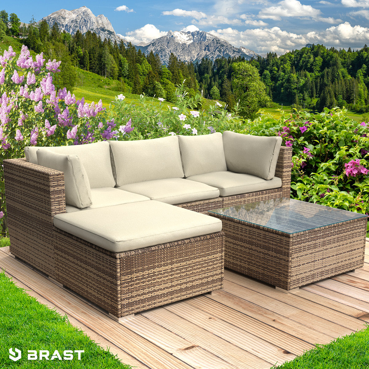Polyrattan Garten Lounge Set ROYAL braun