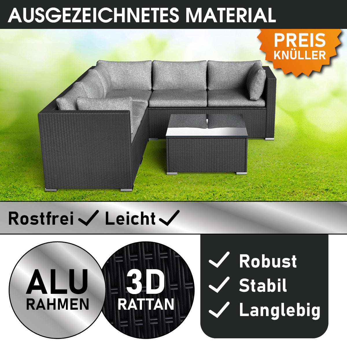 Polyrattan Loungemöbel PASSION schwarz