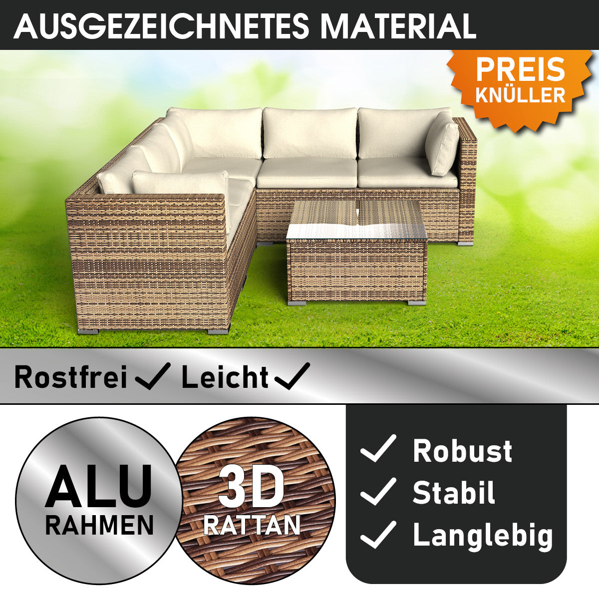 Polyrattan Loungemöbel PASSION braun