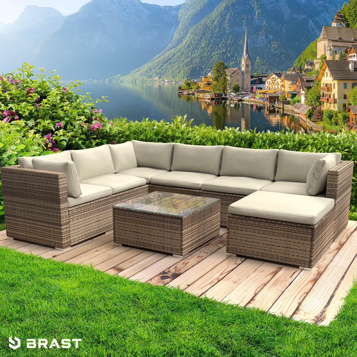 Rattan Gartenlounge Set LUXUS braun