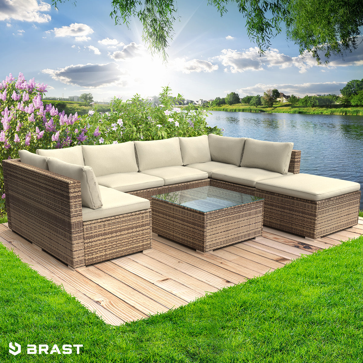 Poly Rattan Lounge Set SUNSHINE braun
