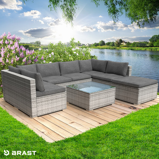 Poly Rattan Lounge Set SUNSHINE grau