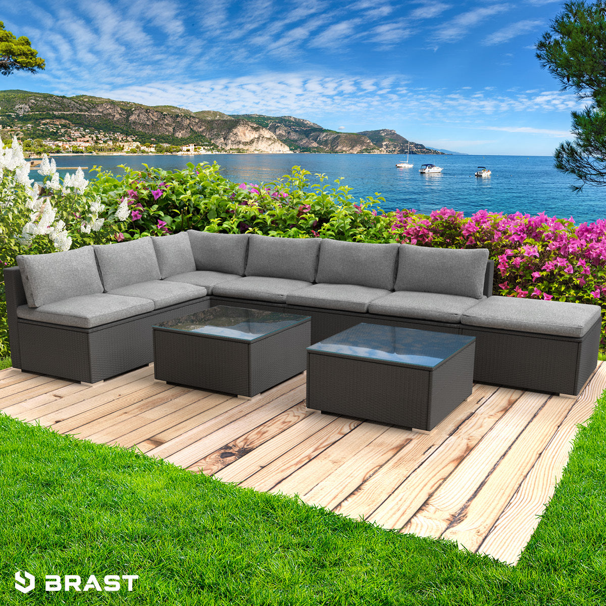 Polyrattan Gartenlounge Set RELAX schwarz