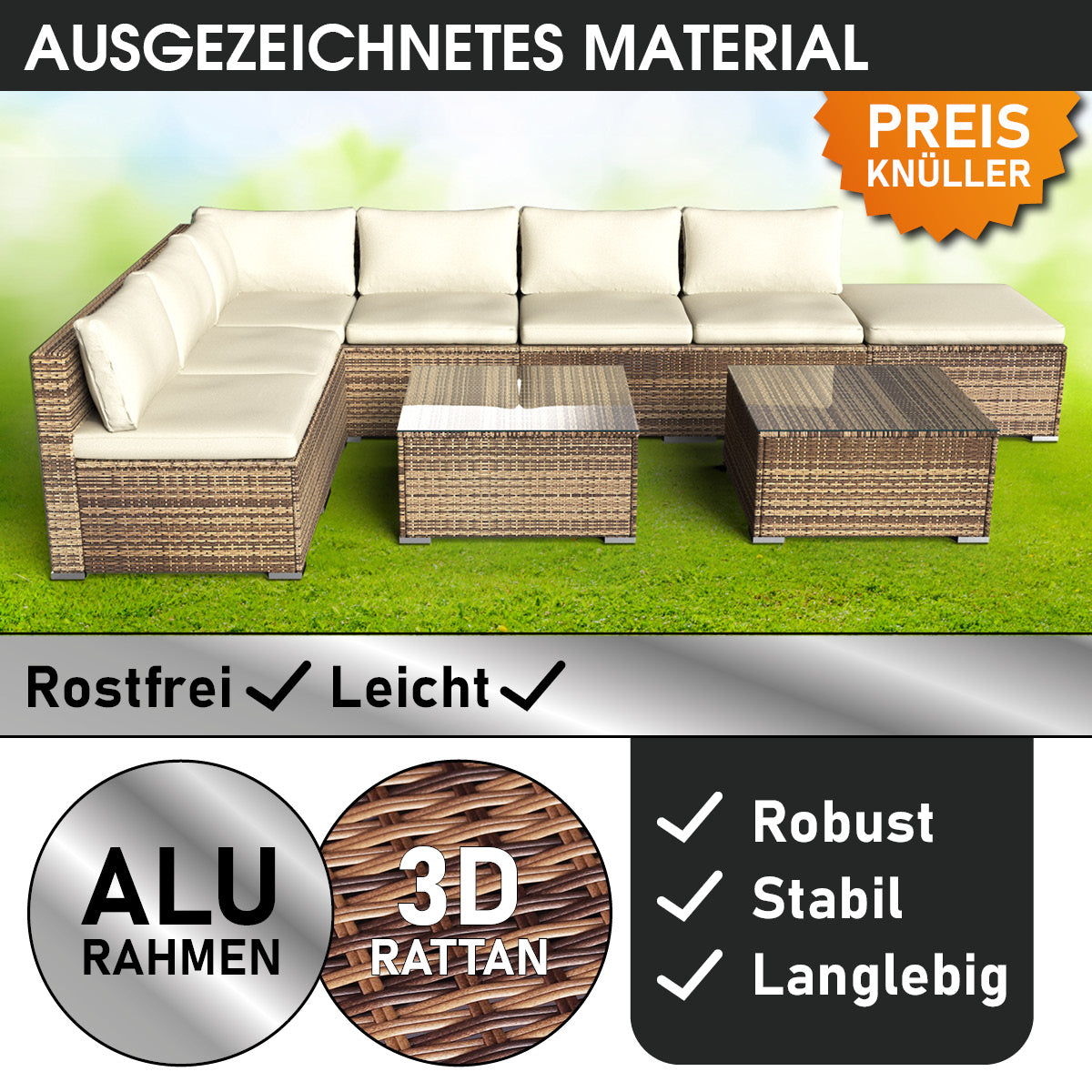 Polyrattan Gartenlounge Set RELAX braun