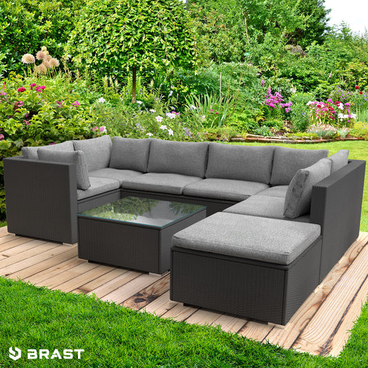 Rattan Lounge Gartenmöbel SERENITY schwarz