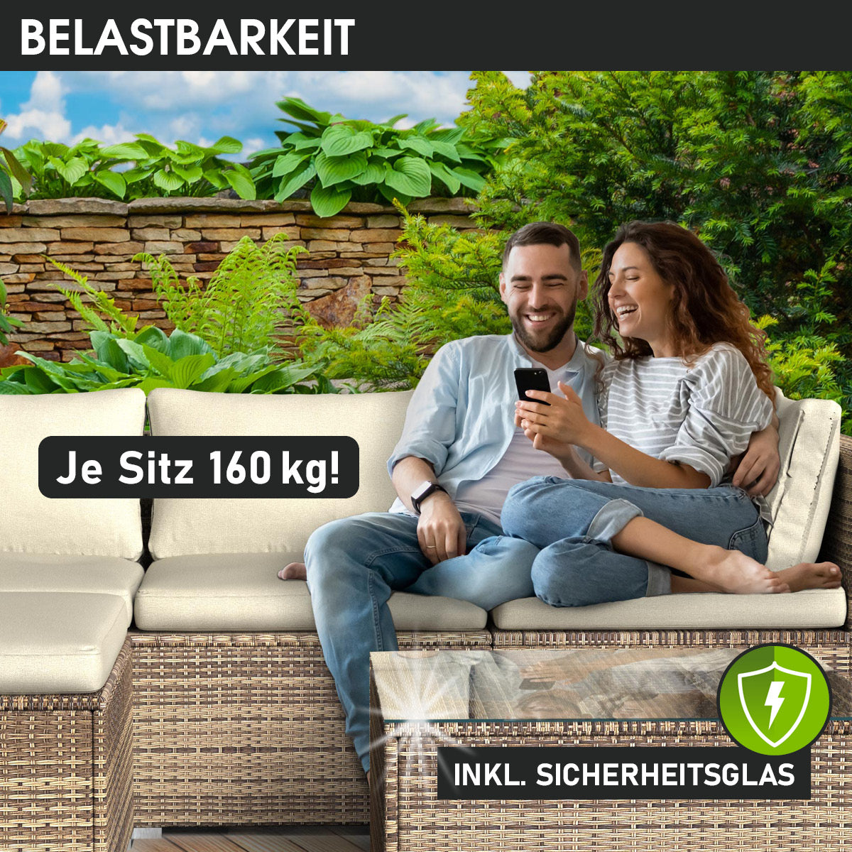 Rattan Lounge Gartenmöbel SERENITY braun