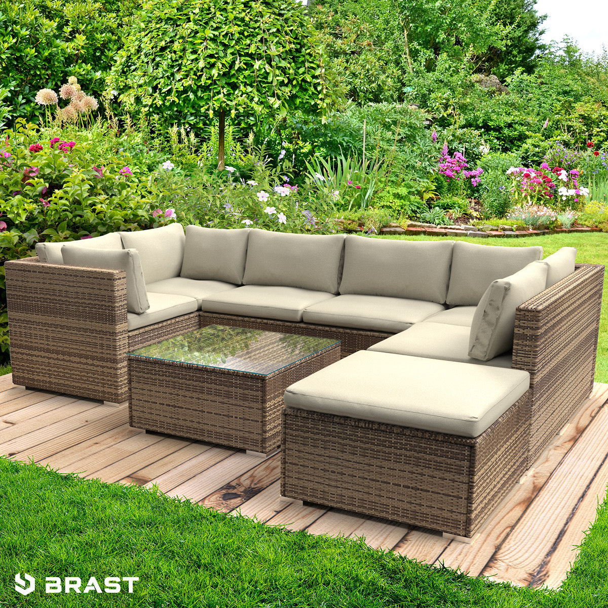 Rattan Lounge Gartenmöbel SERENITY braun
