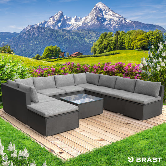 XL Rattan Garten Lounge PARADISE schwarz