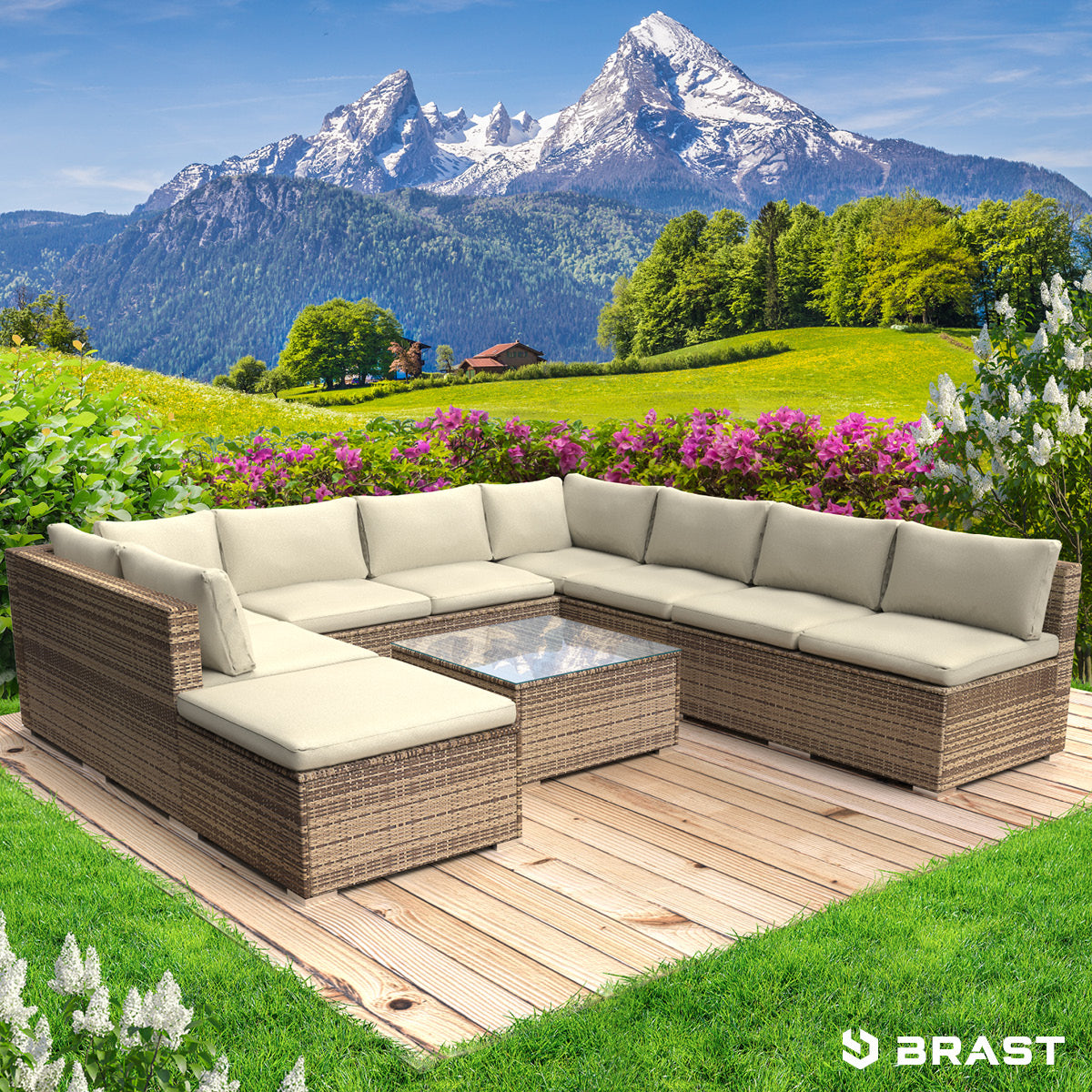 XL Rattan Garten Lounge PARADISE braun