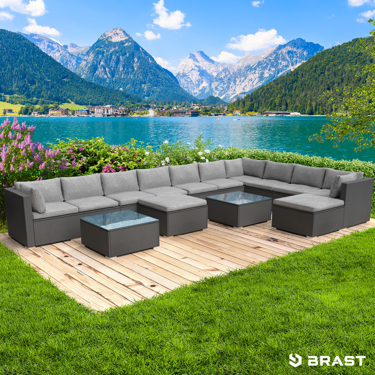 XXL Polyrattan Gartenlounge DREAMS schwarz