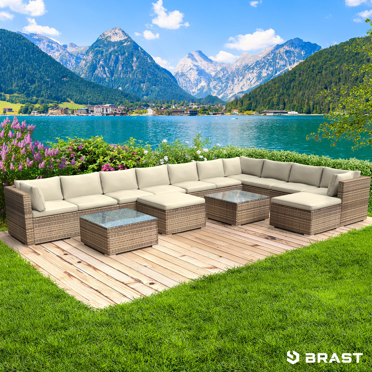 XXL Polyrattan Gartenlounge DREAMS braun