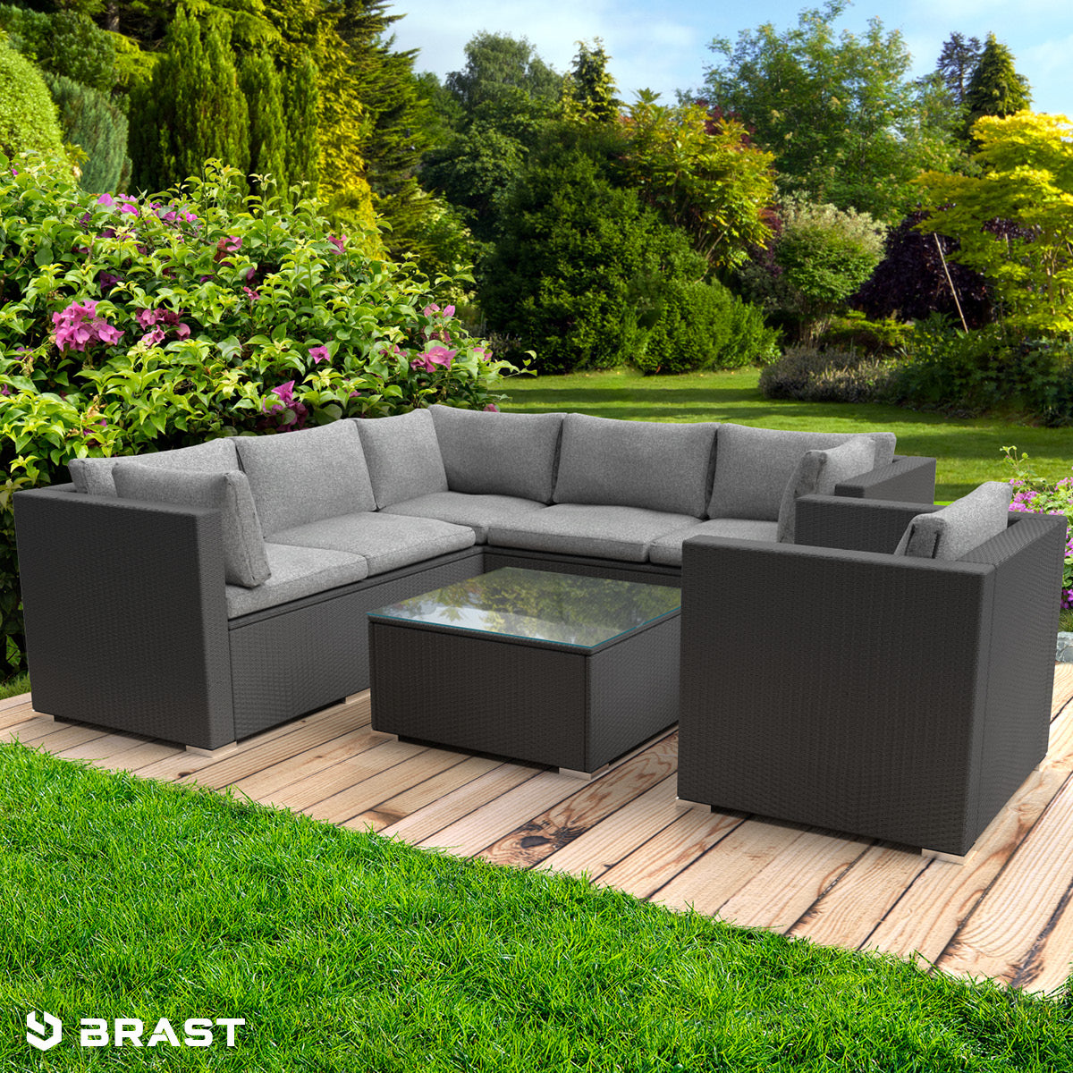 Polyrattan Lounge Set HARMONY schwarz
