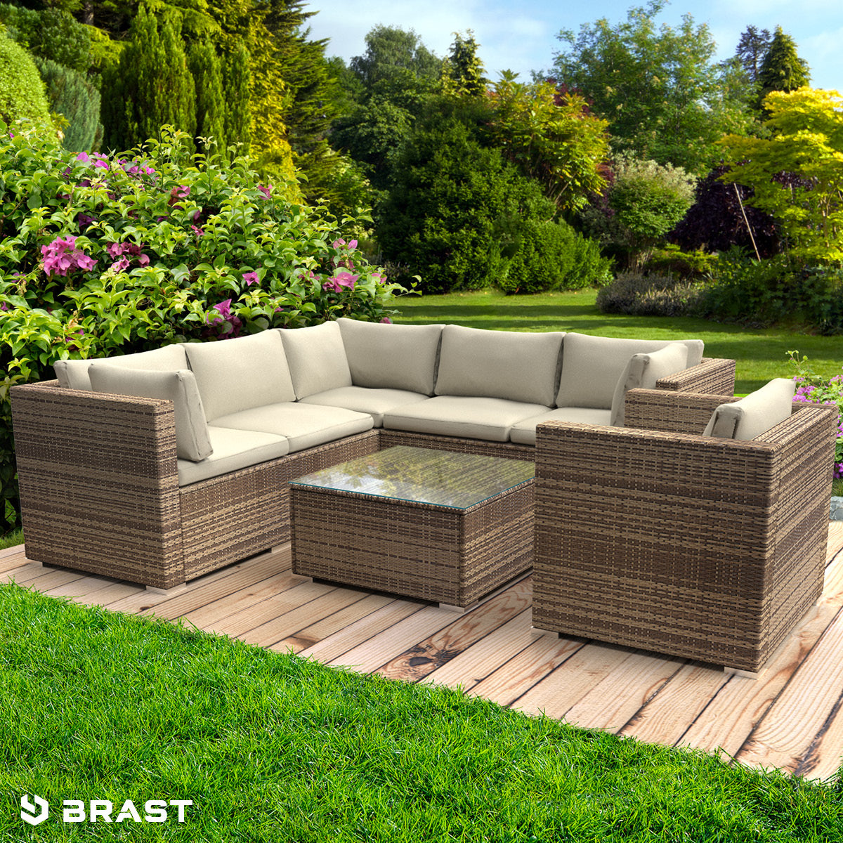 Polyrattan Lounge Set HARMONY braun