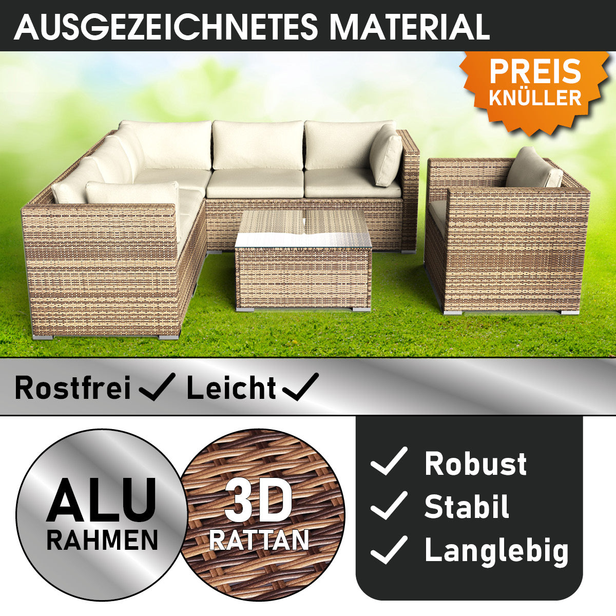 Polyrattan Lounge Set HARMONY braun