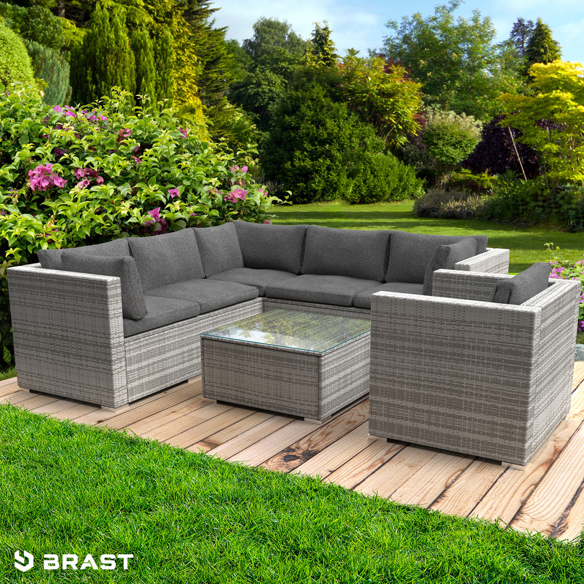 Polyrattan Lounge Set HARMONY grau
