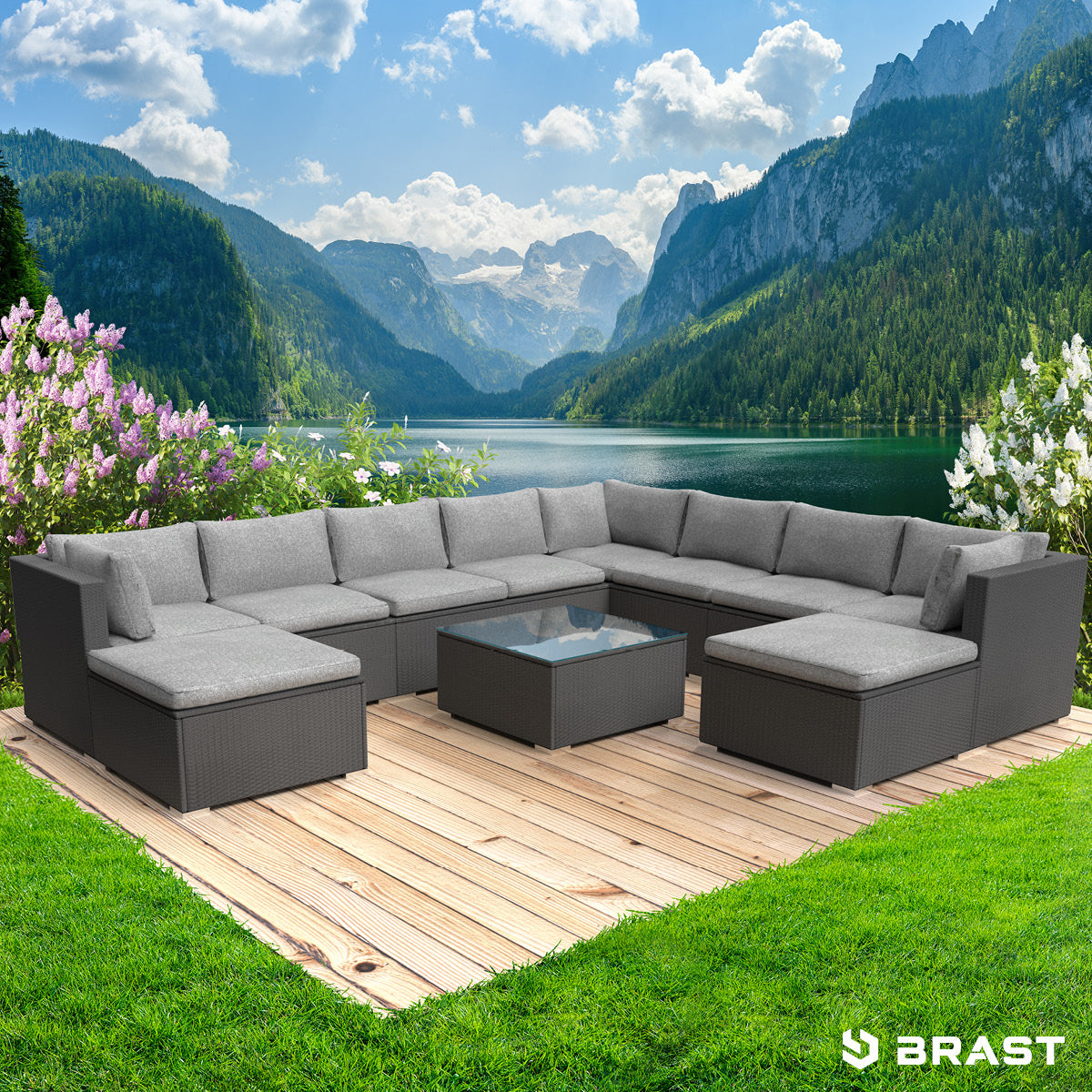 XXL Polyrattan Garten Lounge FREEDOM schwarz