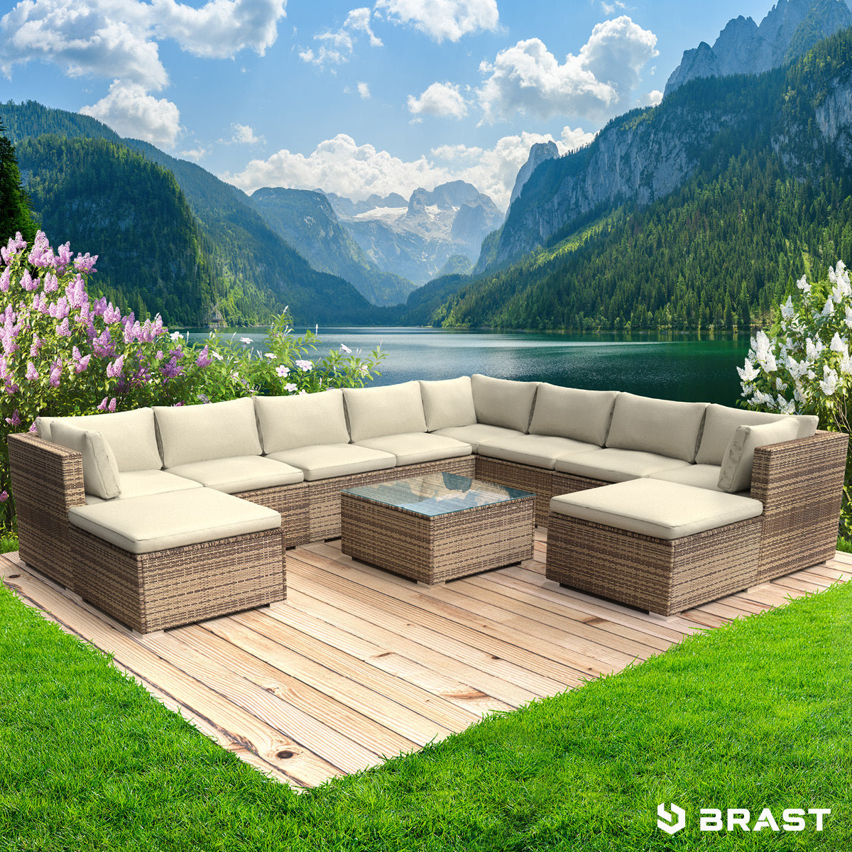 XXL Polyrattan Garten Lounge FREEDOM braun