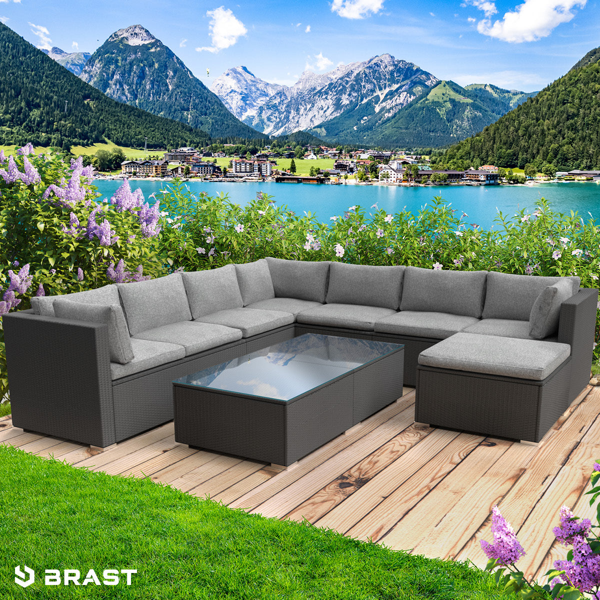 XL Polyrattan Loungemöbel PLEASURE schwarz