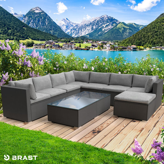 XL Polyrattan Loungemöbel PLEASURE schwarz