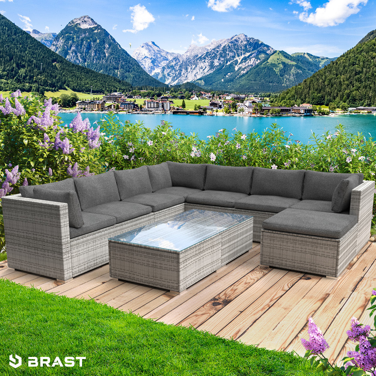 XL Polyrattan Loungemöbel PLEASURE grau