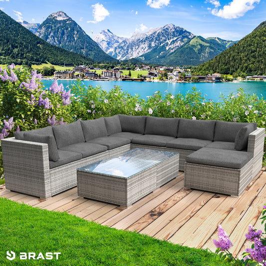 XL Polyrattan Loungemöbel PLEASURE grau