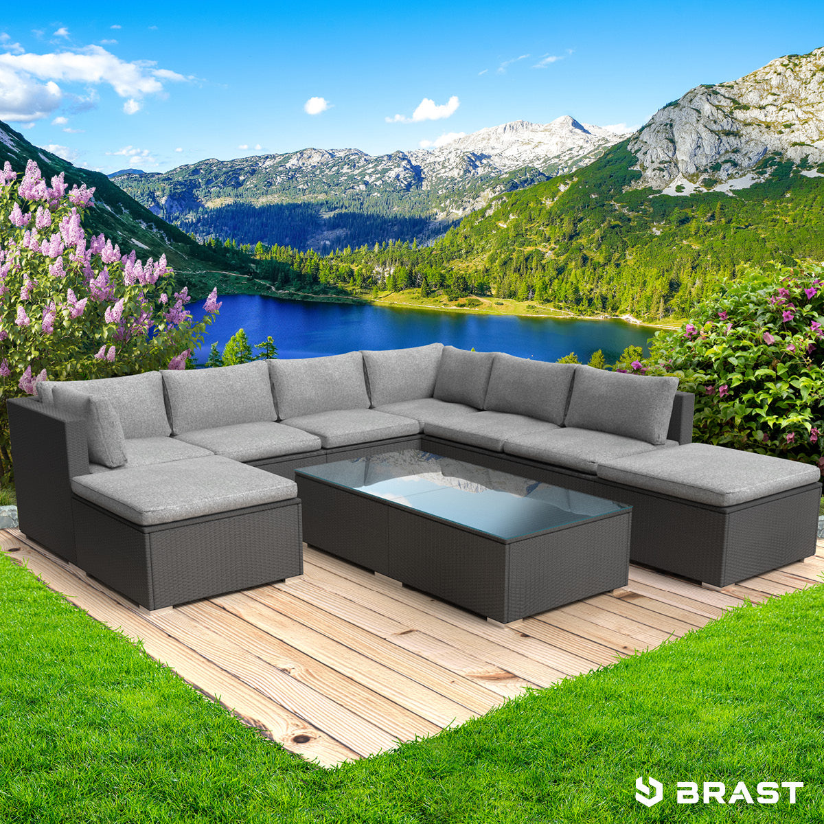 XL Poly Rattan Garten Lounge WELLNESS schwarz