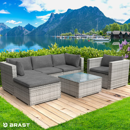 Rattan Lounge Gartenmöbel Set JOY grau