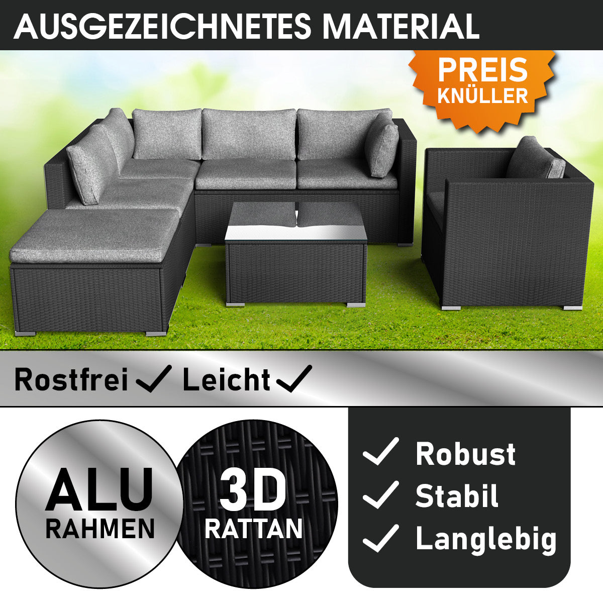Polyrattan Lounge Set COSY schwarz
