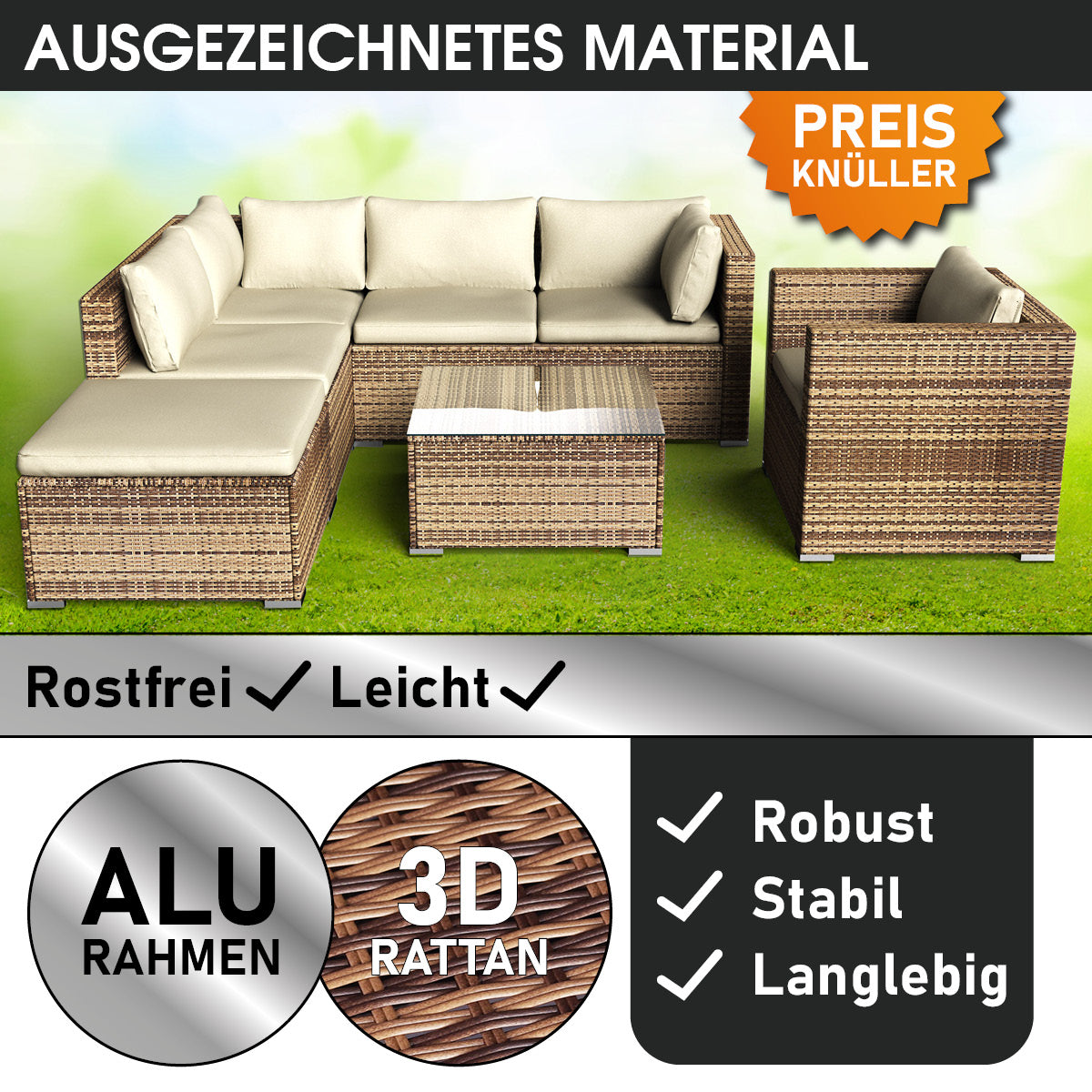 Polyrattan Lounge Set COSY braun