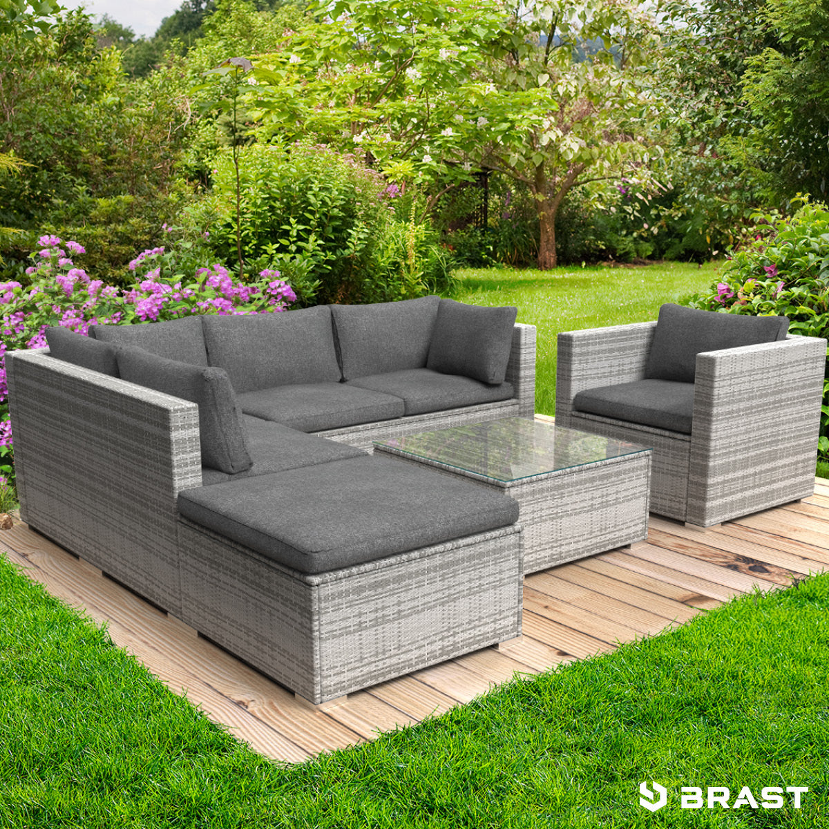 Polyrattan Lounge Set COSY grau