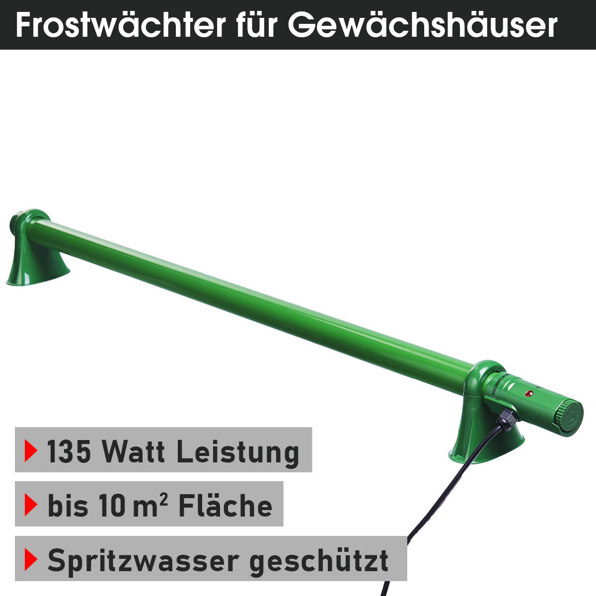 Frostwächter Pflanzheizung mit 135 Watt Leistung, Spritzwasser geschützt und für Flächen bis 10 m²