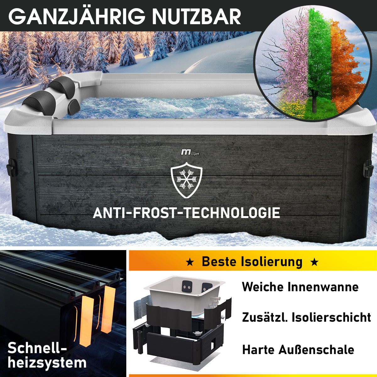 BRAST Mspa Whirlpool OSLO Maxi Set 6 Personen mit LED